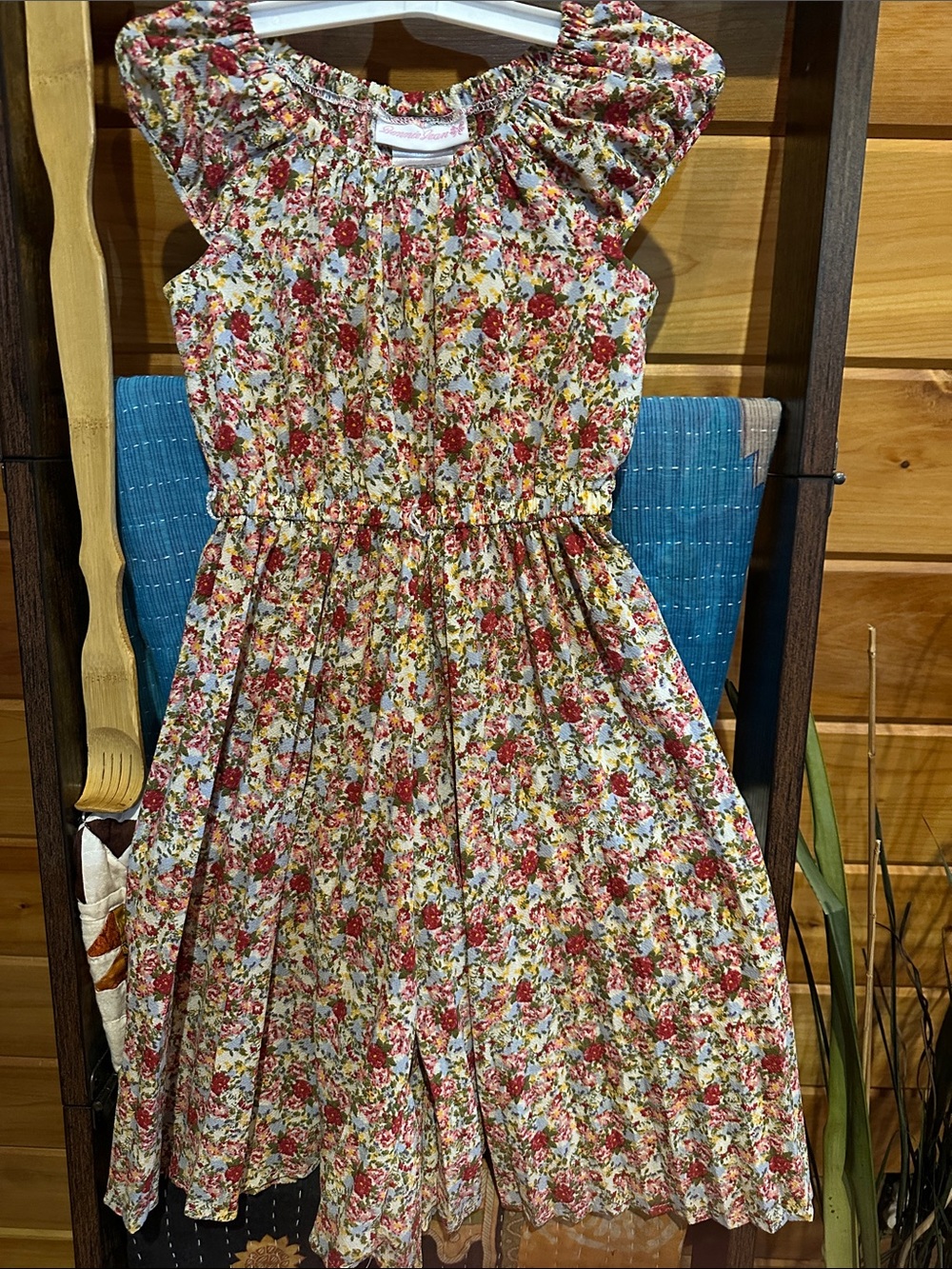Bonnie Jean Floral One-Piece jumpsuit in Cream and Red *missing belt